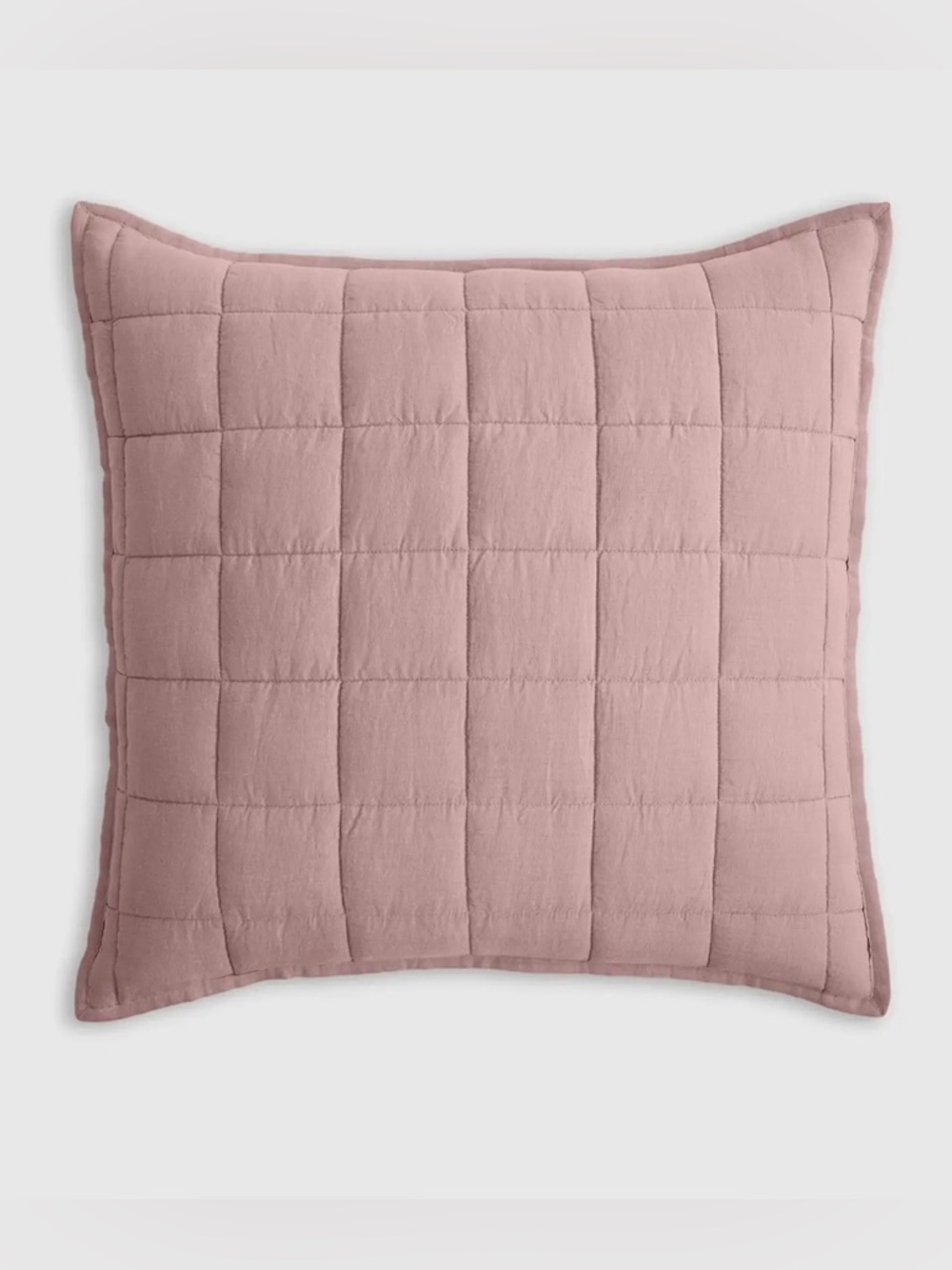 NWOT Quince European Linen Box Quilted Euro Sham in Dusty Mauve